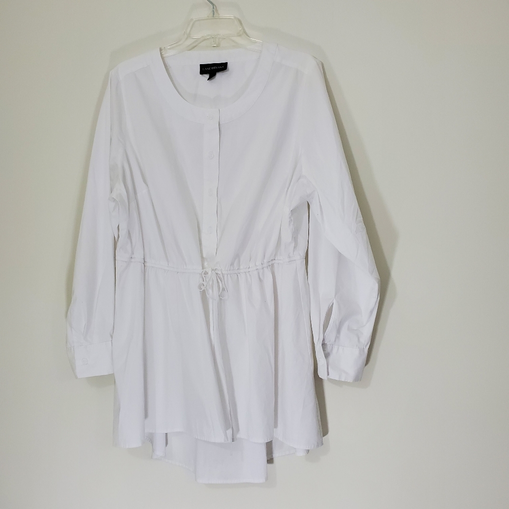 Lane Bryant White Cotton Blouse, Size 18